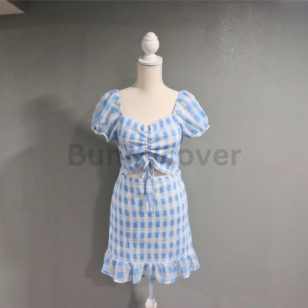 𓇼 🌊 🐚 Light blue Gingham Top & Skirt Set 𓇼 🌊 🐚
